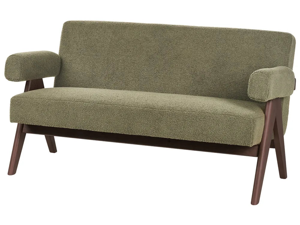 Sofa 2 Seater Boucle Green/ Dark Brown Ludine