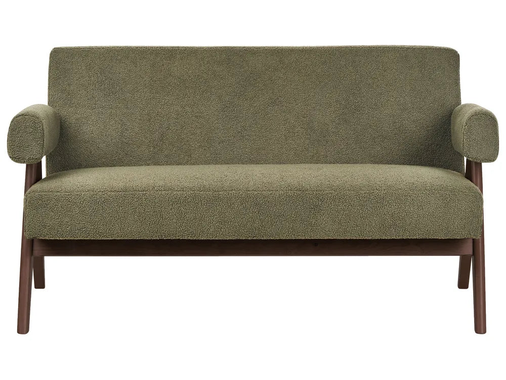 Sofa 2 Seater Boucle Green/ Dark Brown Ludine