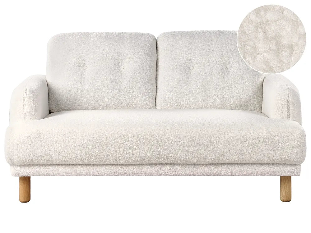 Sofa 2 Seater Boucle White Carlan