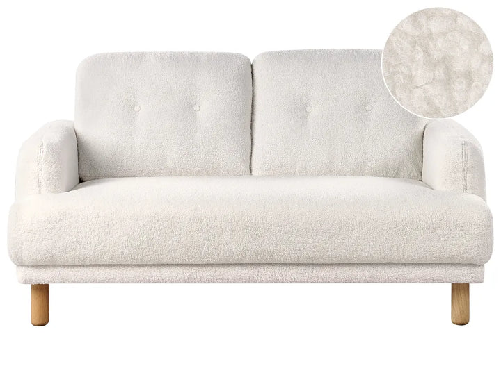 Sofa 2 Seater Boucle White Carlan