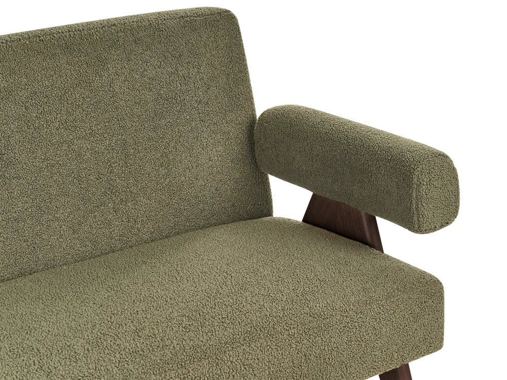 Sofa 2 Seater Boucle Green/ Dark Brown Ludine