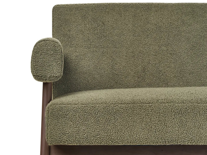 Sofa 2 Seater Boucle Green/ Dark Brown Ludine