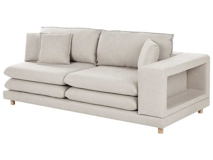 Sofa 2 Seater Fabric Beige with Ottoman Ellard