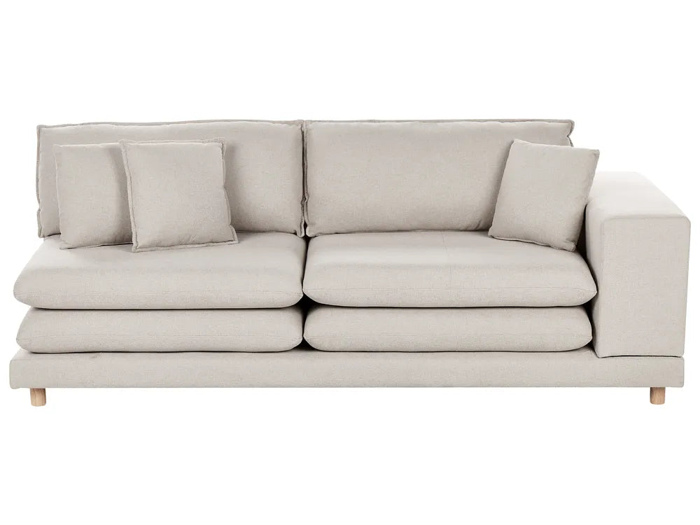 Sofa 2 Seater Fabric Beige with Ottoman Ellard