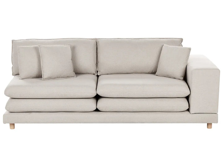 Sofa 2 Seater Fabric Beige with Ottoman Ellard