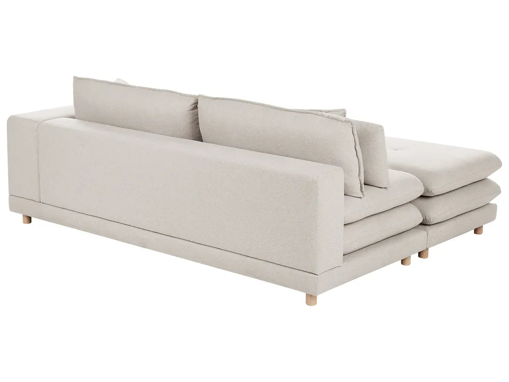 Sofa 2 Seater Fabric Beige with Ottoman Ellard