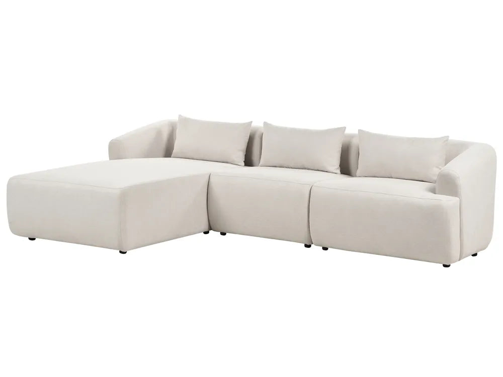 Corner Sofa 3 Seater Fabric Light Beige Right Hand Sickels