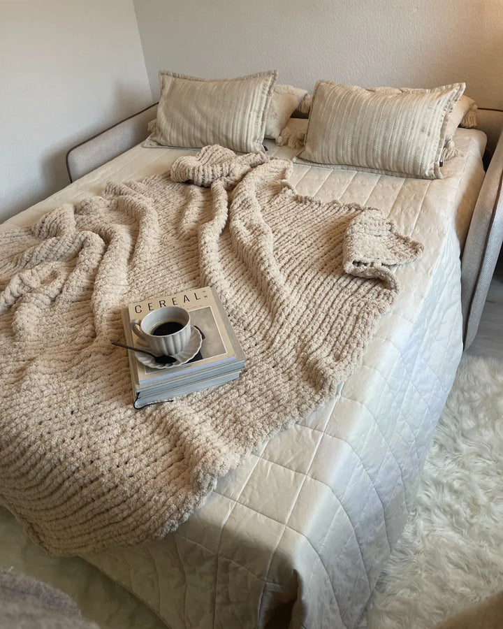 Sofa Bed 2 Seater Fabric Light Brown Owen