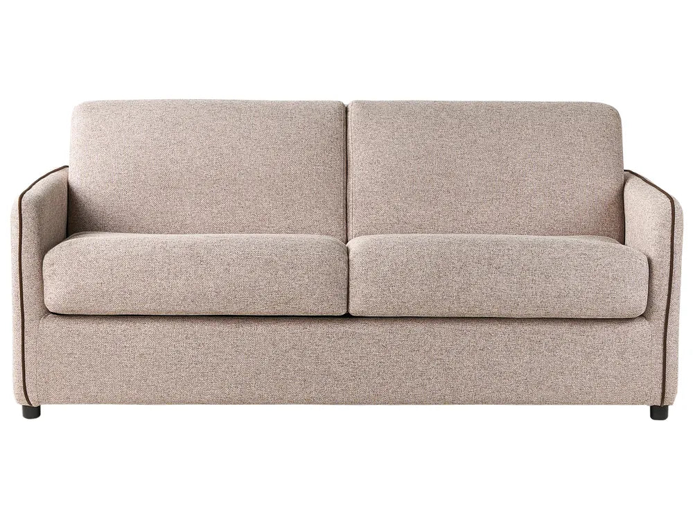 Light brown fabric 2 seater sofa bed with minimalist design