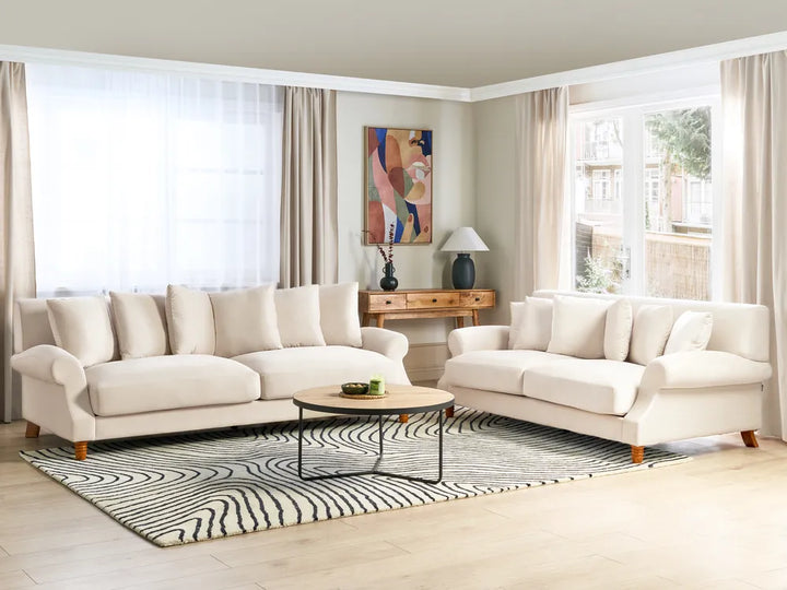 Sofa 2 Seater Fabric Off-White Elaiza