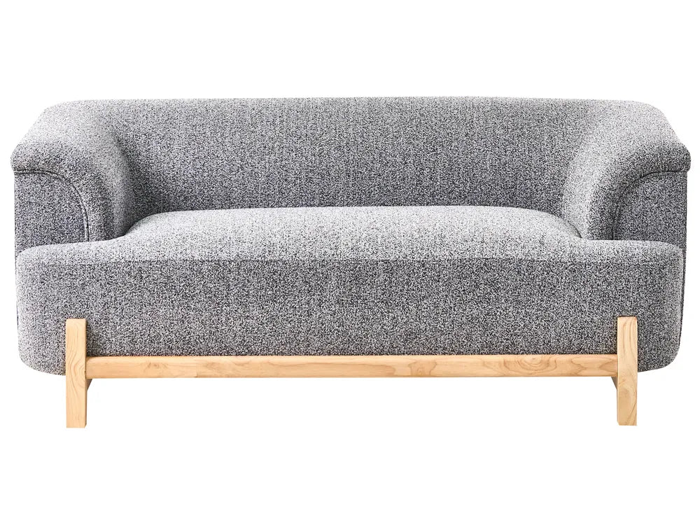 Gray sofa with wooden legs on a white background