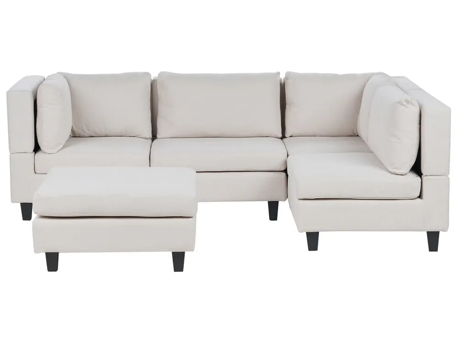 Light beige modular corner sofa 4 seater left hand with ottoman