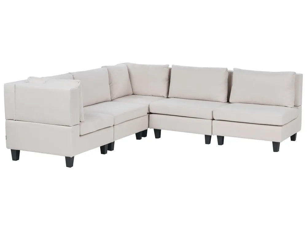 Light beige fabric modular corner sofa 5 seater right hand