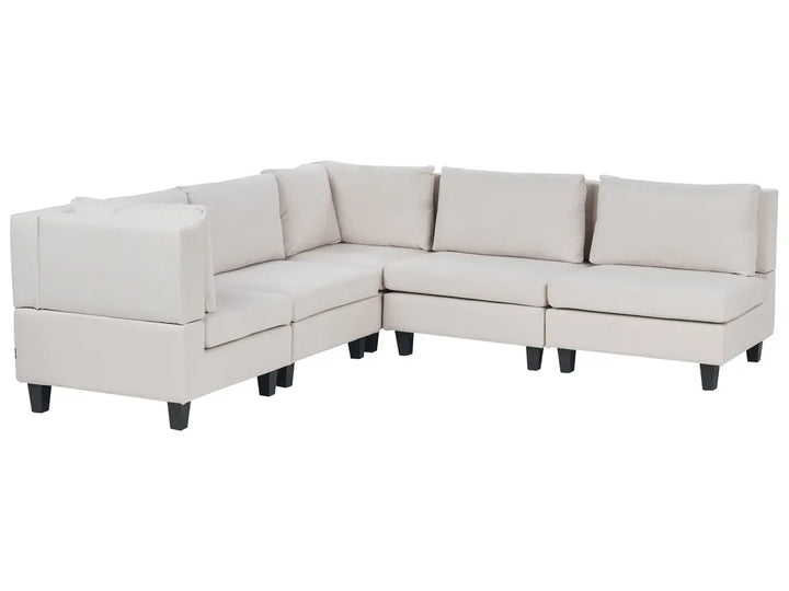 Light beige fabric modular corner sofa 5 seater right hand