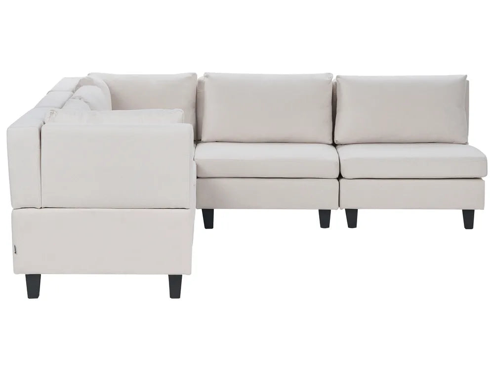 Modular Corner Sofa 5 Seater Fabric Light Beige Right Hand Turella
