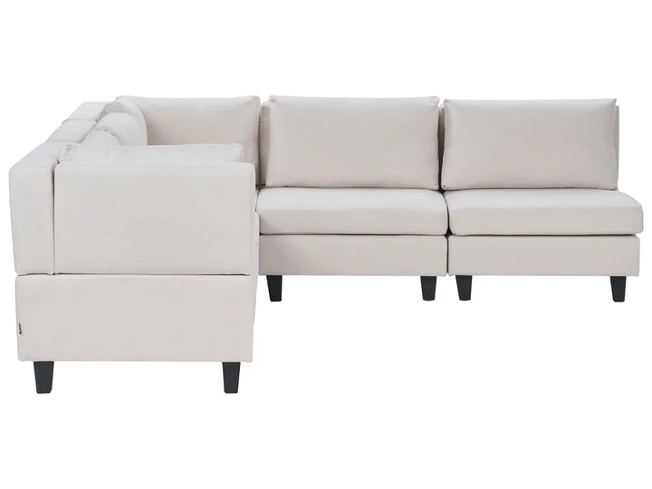 Modular Corner Sofa 5 Seater Fabric Light Beige Right Hand Turella