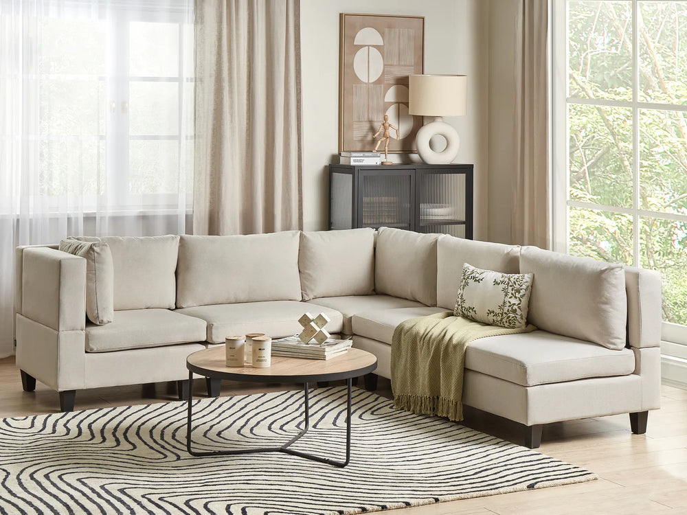 Right hand light beige modular corner sofa modern design