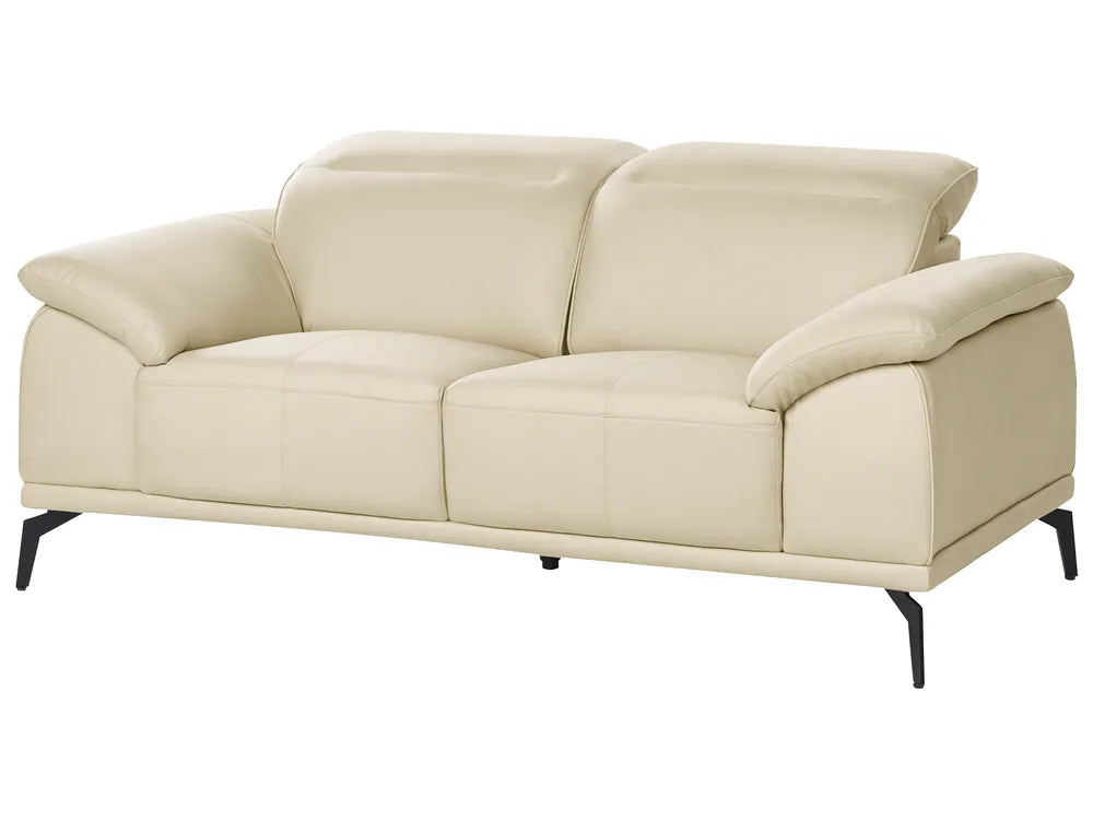 Sofa 2 Seater Faux Leather Beige Jumal