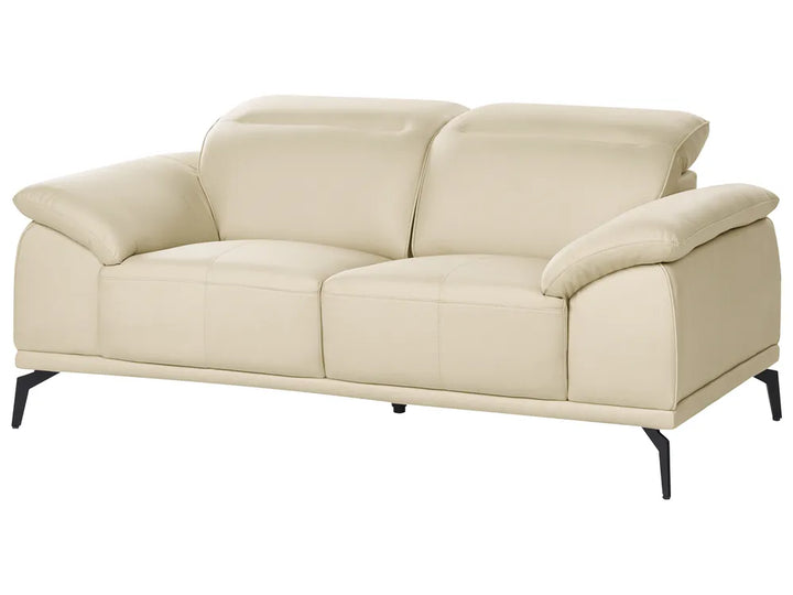Sofa 2 Seater Faux Leather Beige Jumal