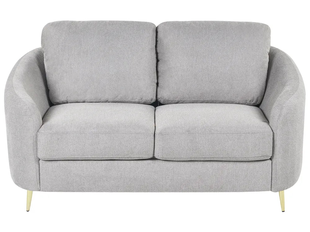 Gray sofa with gold legs on a white background