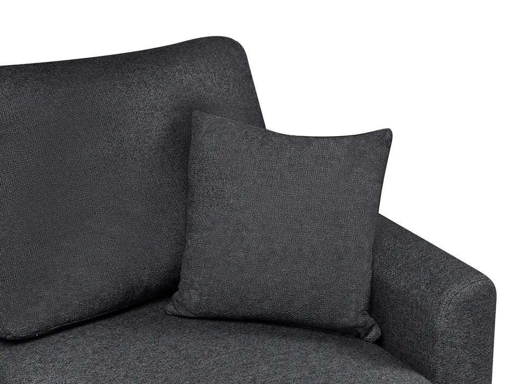 Corner Sofa Bed 3 Seater Faux Linen Black Left Hand Azuri