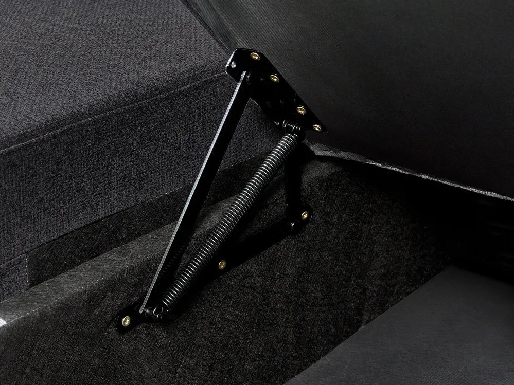 Corner Sofa Bed 3 Seater Faux Linen Black Left Hand Azuri