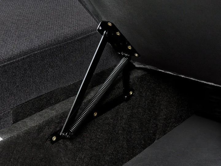 Corner Sofa Bed 3 Seater Faux Linen Black Left Hand Azuri