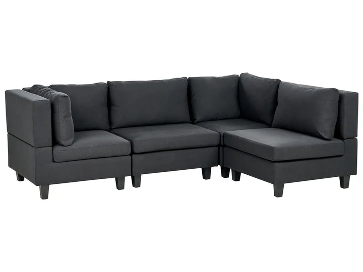 Modular Corner Sofa 4 Seater Fabric Black Left Hand Turella