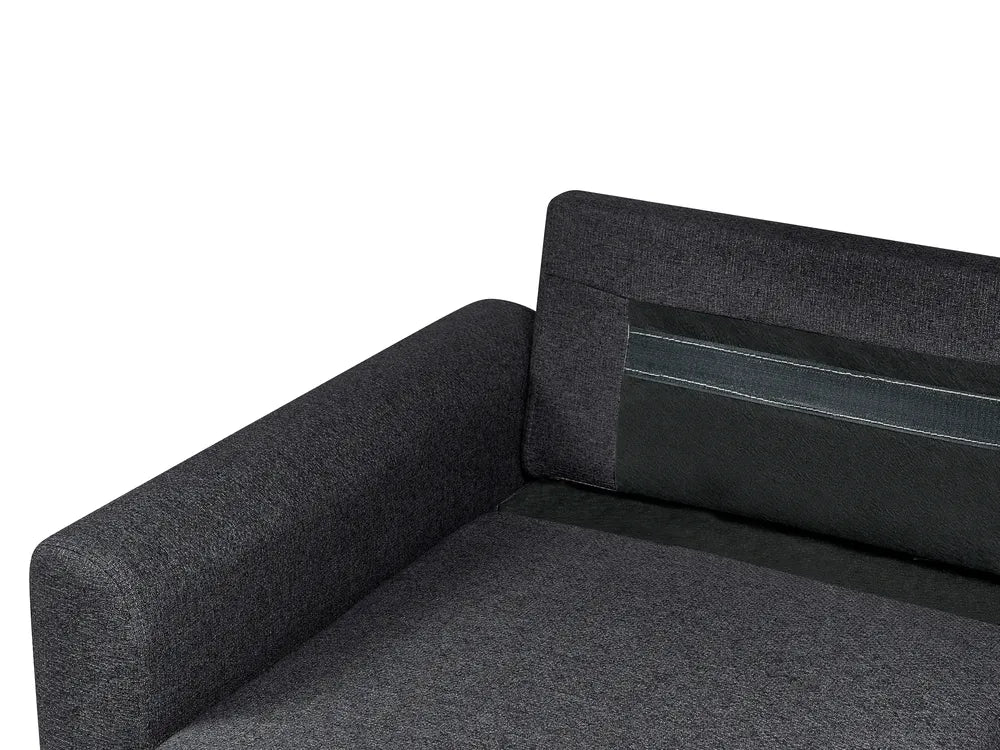 Corner Sofa Bed 3 Seater Faux Linen Black Right Hand Azuri
