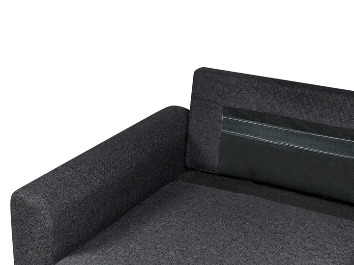 Corner Sofa Bed 3 Seater Faux Linen Black Right Hand Azuri