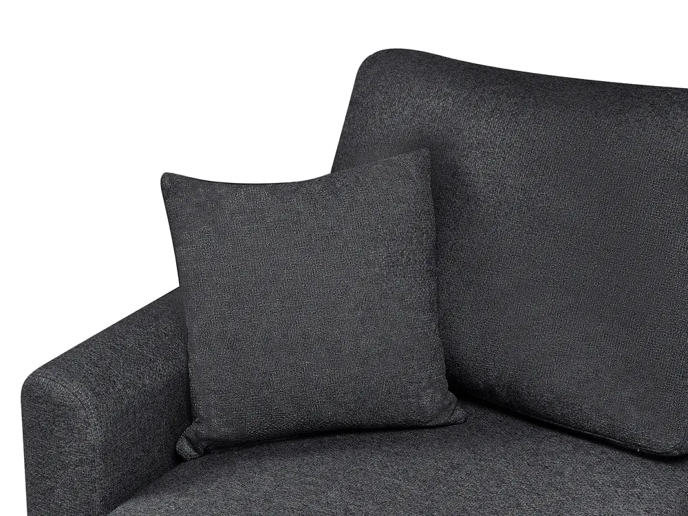 Corner Sofa Bed 3 Seater Faux Linen Black Right Hand Azuri