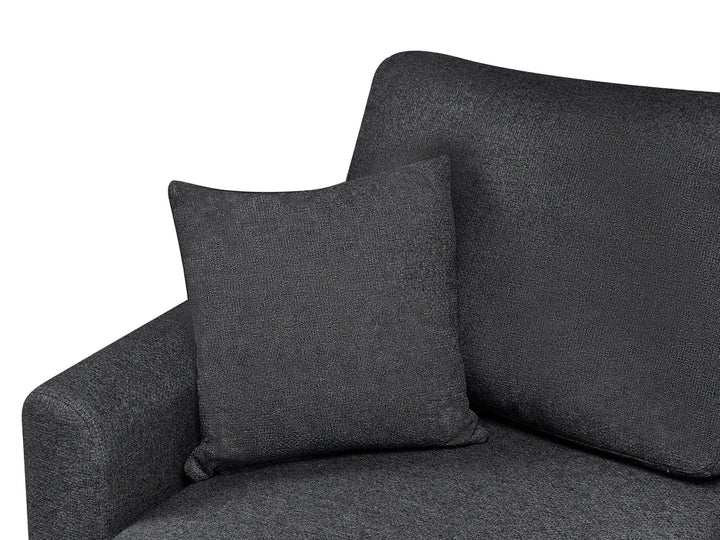 Corner Sofa Bed 3 Seater Faux Linen Black Right Hand Azuri