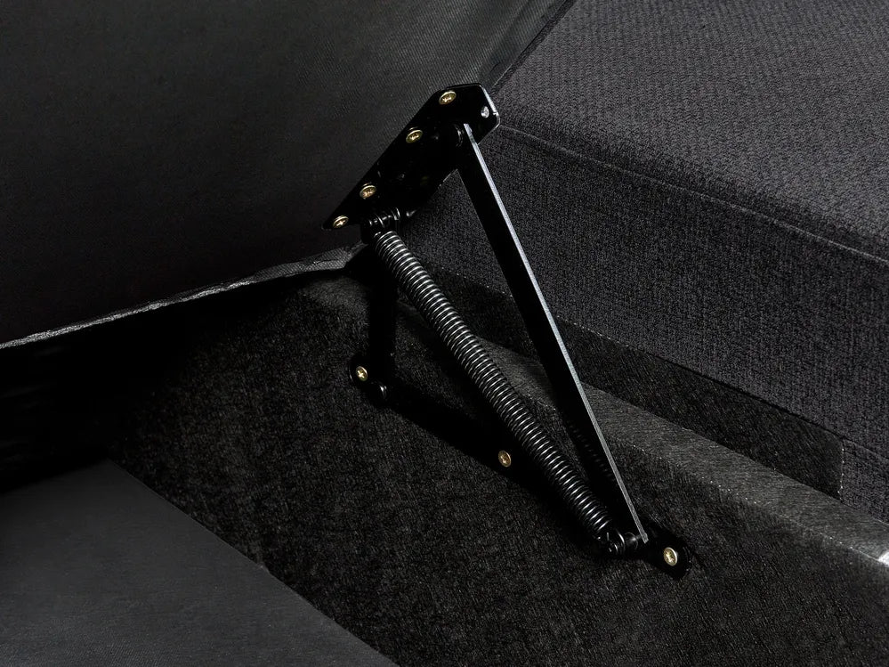 Corner Sofa Bed 3 Seater Faux Linen Black Right Hand Azuri