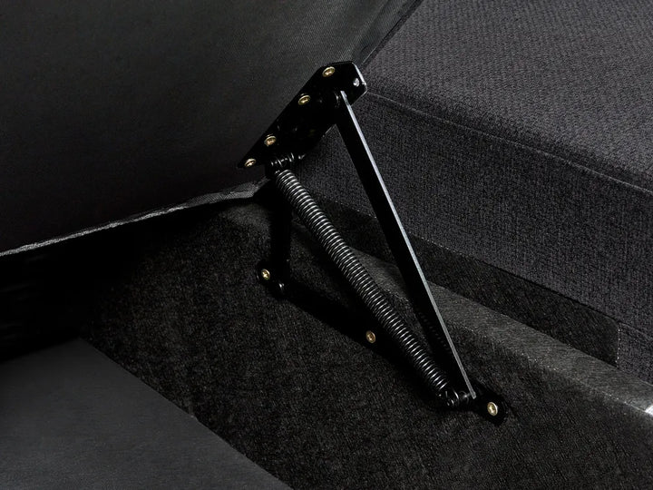 Corner Sofa Bed 3 Seater Faux Linen Black Right Hand Azuri