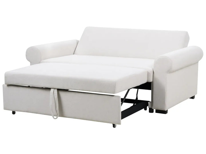 Sofa Bed 2 Seater Fabric Light Beige Tommy