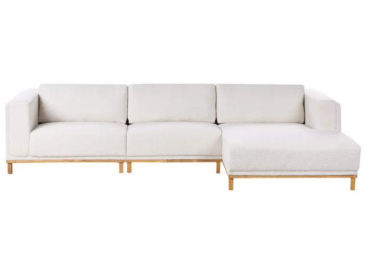 Off-white bouclé corner sofa 5 seater left hand