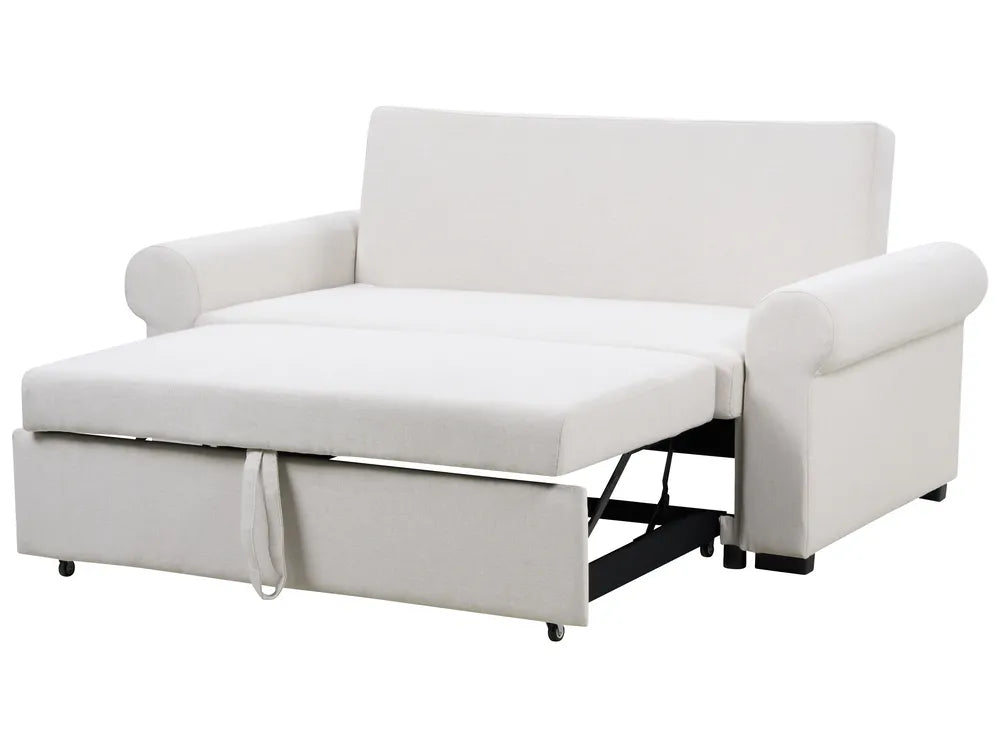 Sofa Bed 2 Seater Fabric Light Beige Tommy