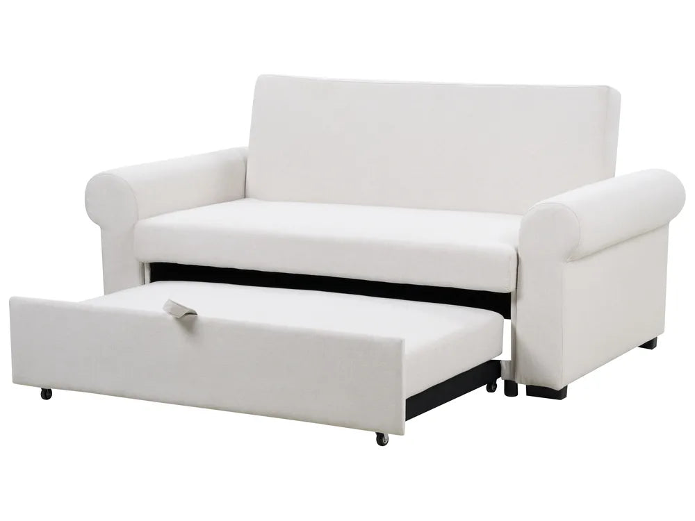 Sofa Bed 2 Seater Fabric Light Beige Tommy