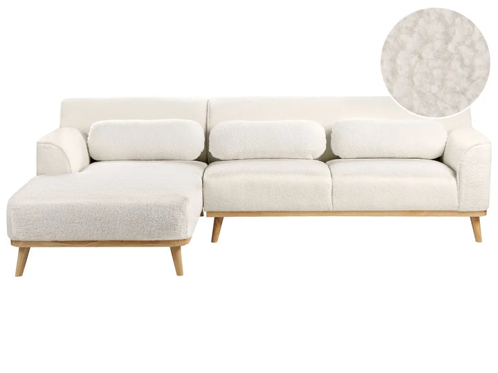 Corner Sofa 3 Seater Boucle White Right Hand Arvo