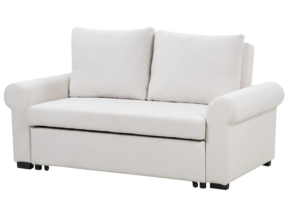Sofa Bed 2 Seater Fabric Light Beige Tommy