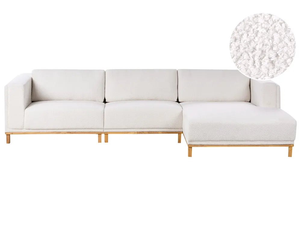 Corner Sofa 5 Seater Fabric Off-White Left Hand Josanna