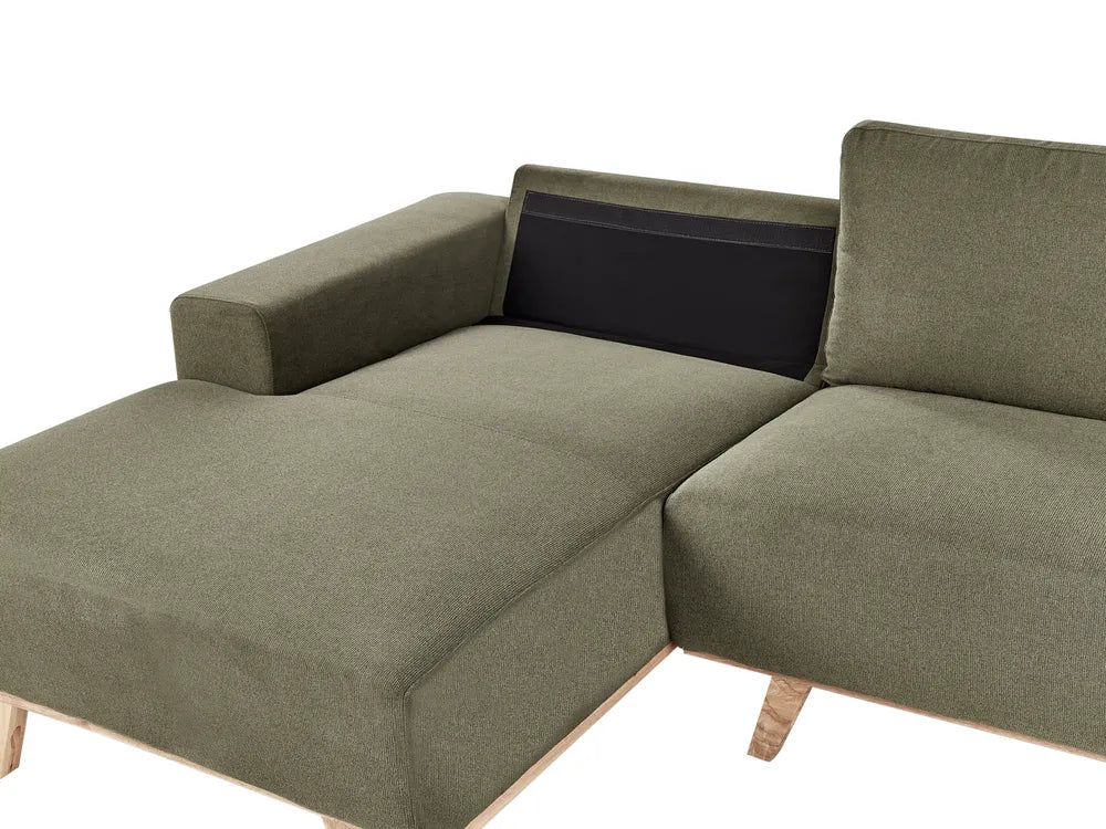 Corner Sofa 3 Seater Fabric Green Right Hand Odriscoll