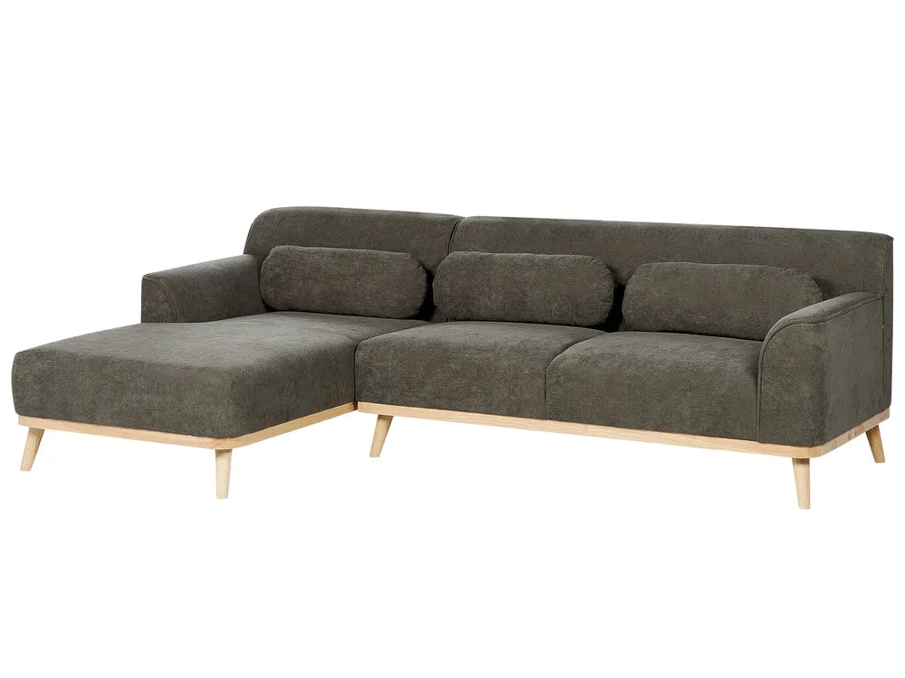 Corner Sofa 3 Seater Corduroy Dark Green Right Hand Arvo