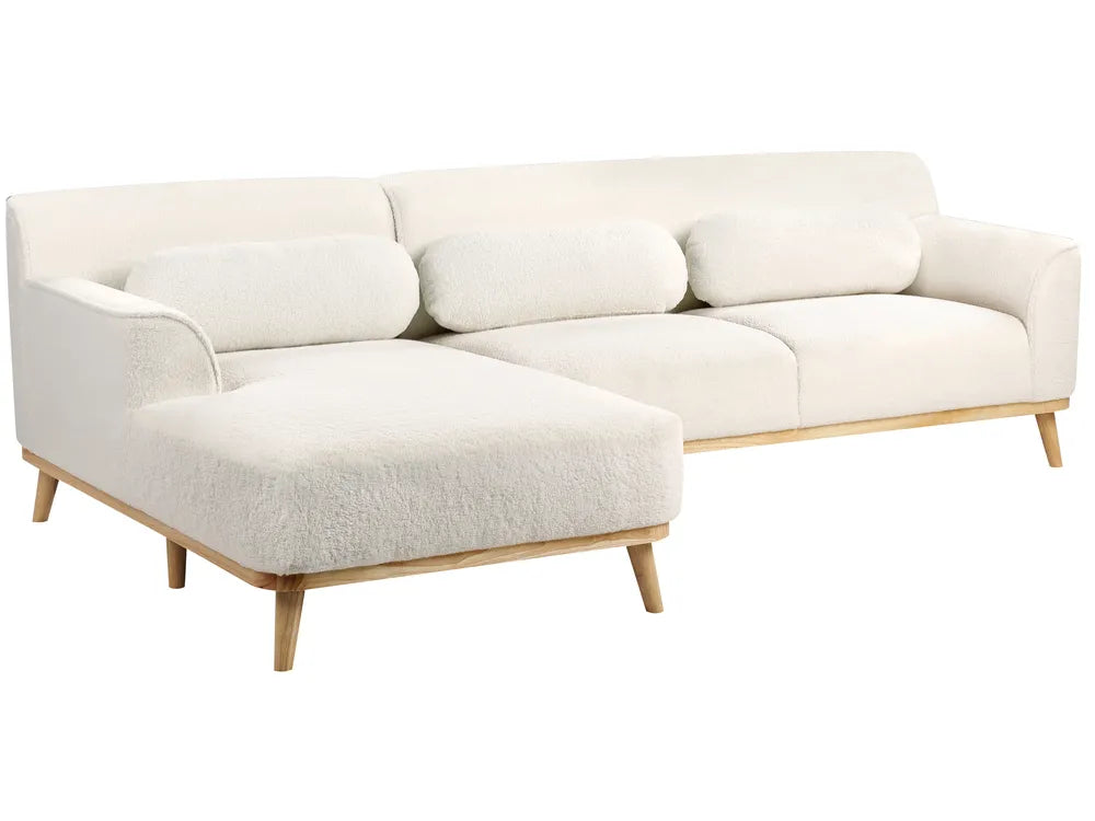 Corner Sofa 3 Seater Boucle White Right Hand Arvo