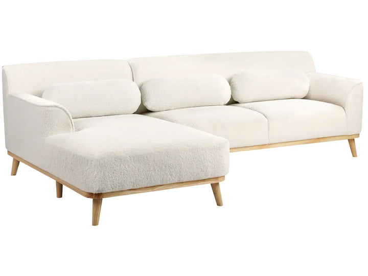 Corner Sofa 3 Seater Boucle White Right Hand Arvo