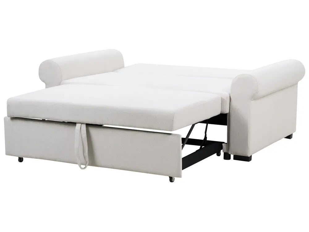 Sofa Bed 2 Seater Fabric Light Beige Tommy