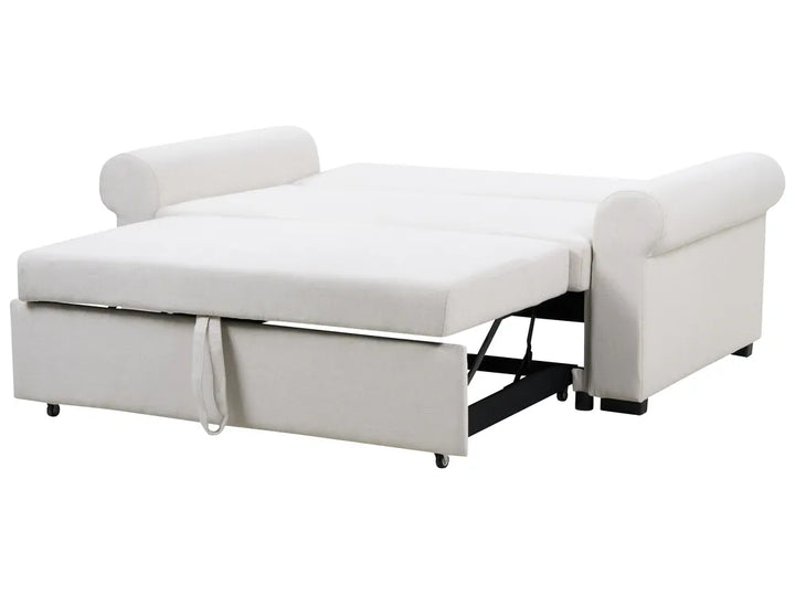 Sofa Bed 2 Seater Fabric Light Beige Tommy