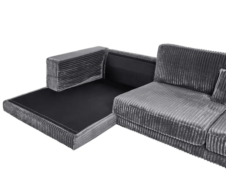 Corner Sofa 4 Seater Corduroy Dark Grey Right Hand Vardie