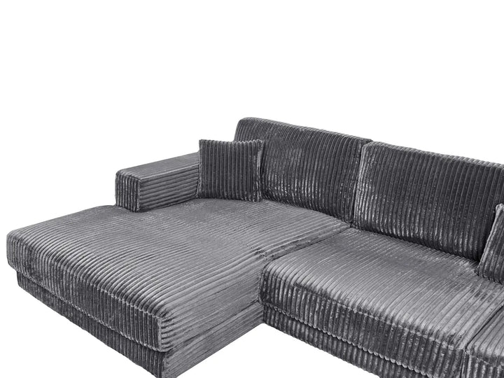 Corner Sofa 4 Seater Corduroy Dark Grey Right Hand Vardie