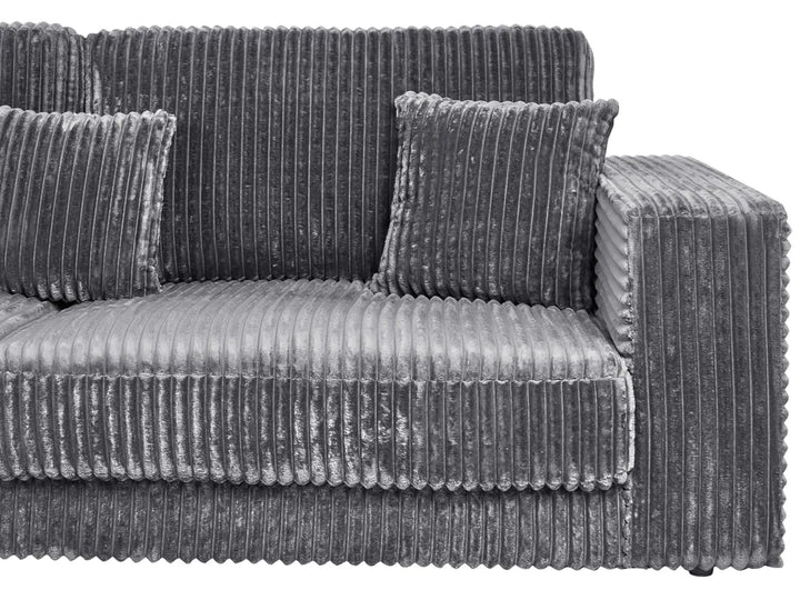 Corner Sofa 4 Seater Corduroy Dark Grey Right Hand Vardie